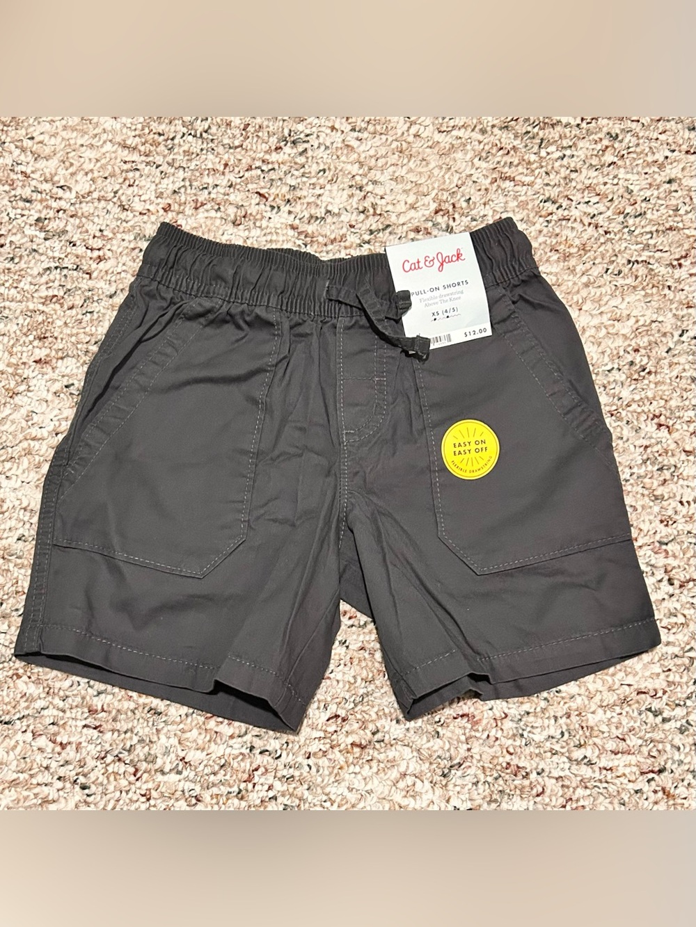 Cat & Jack Black Pull-On Shorts Boy XS (4/5) 100% Cotton Above the Knee